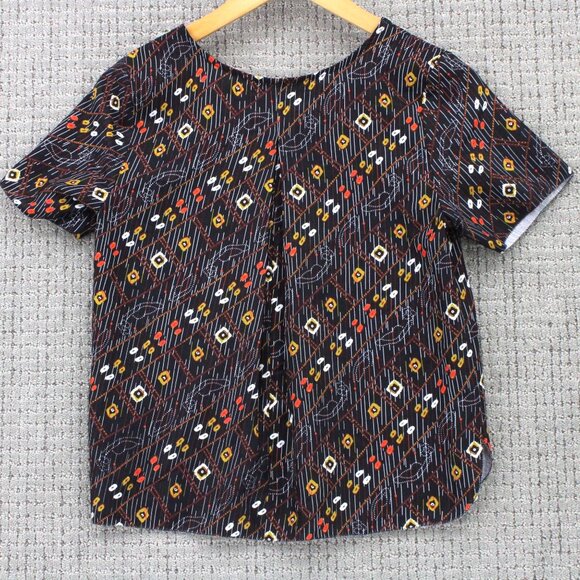 Mo:vint By Anthropologie Blouse Top Womens XS Multicolor Short Sleeve Casual NWT - Picture 2 of 9